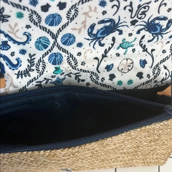 VERA BRADLEY Wicker Clutch with Blue Seahorse Embroidery - Picture 8 of 9